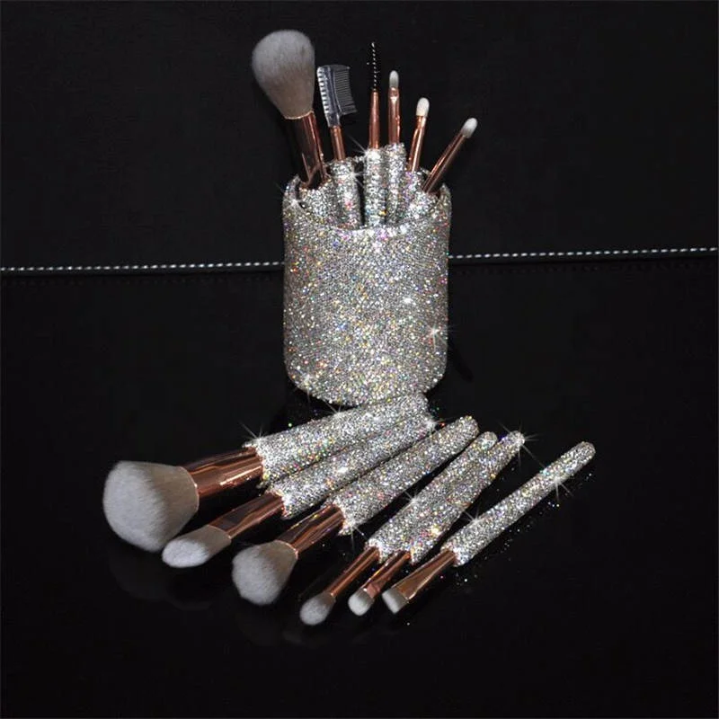Trend 12 Pcs Bling Makeup Brushes Set Womens Iced Out Rhinestone Rose Gold Goat Hair Eyebrow Makeup Brush Set, Picture shows
Trend 12 Pcs Bling Makeup Brushes Set Womens Iced Out Rhinestone Rose Gold Goat Hair Eyebrow Makeup Brush Set, Picture shows