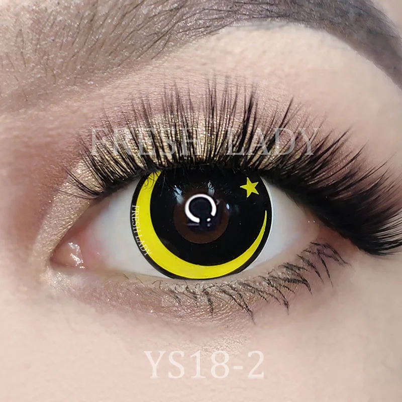 

Liangguo Fresh lady Moon star-yellow moonlight eye softlens monthy contact lenses
