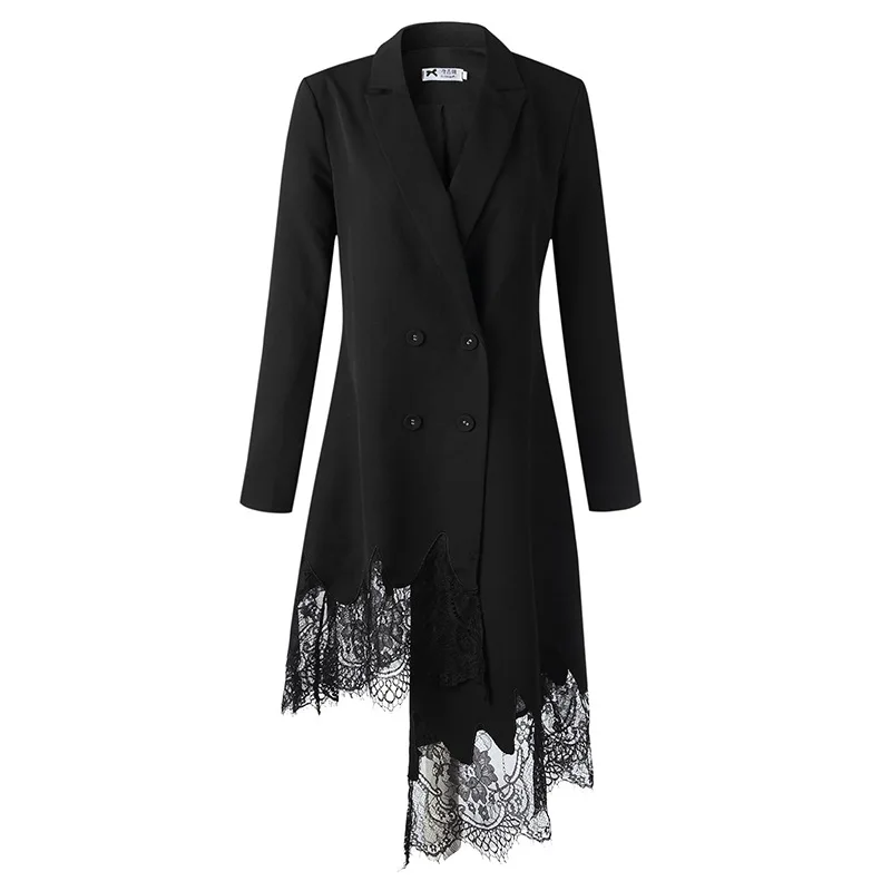 High Quality 2021 Spring Autumn Women's Long Sleeve Irregular Lace Stitching Black Blazer Dress Slim Double-breasted Dress
High Quality 2021 Spring Autumn Women's Long Sleeve Irregular Lace Stitching Black Blazer Dress Slim Double-breasted Dress