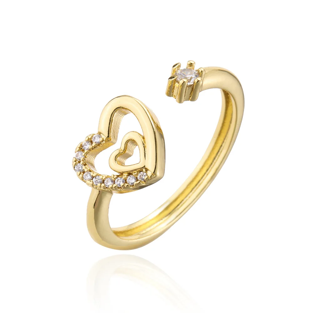 Valentine's Day Adjustable Hollow Love Heart Finger Ring 18k Gold Plated Double Heart Opening Ring
Valentine's Day Adjustable Hollow Love Heart Finger Ring 18k Gold Plated Double Heart Opening Ring