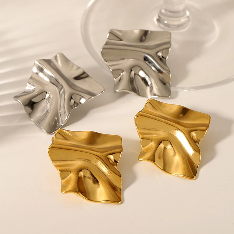 Personalized 18K Gold Stainless Steel Stud Earrings Women Non Tarnish Crumpled Geometric Exaggerated Large Earrings
Personalized 18K Gold Stainless Steel Stud Earrings Women Non Tarnish Crumpled Geometric Exaggerated Large Earrings