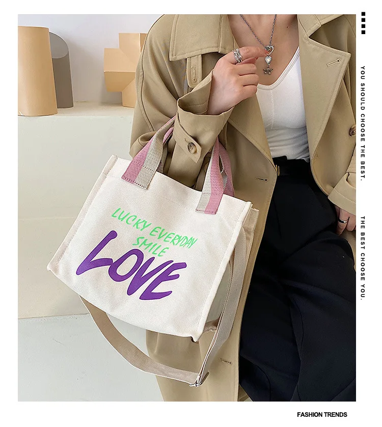 Fashion hit color printed canvas handbag letter LOVE shopping bag casual diagonal bag, White, yellow, green, blue, pink
Fashion hit color printed canvas handbag letter LOVE shopping bag casual diagonal bag, White, yellow, green, blue, pink