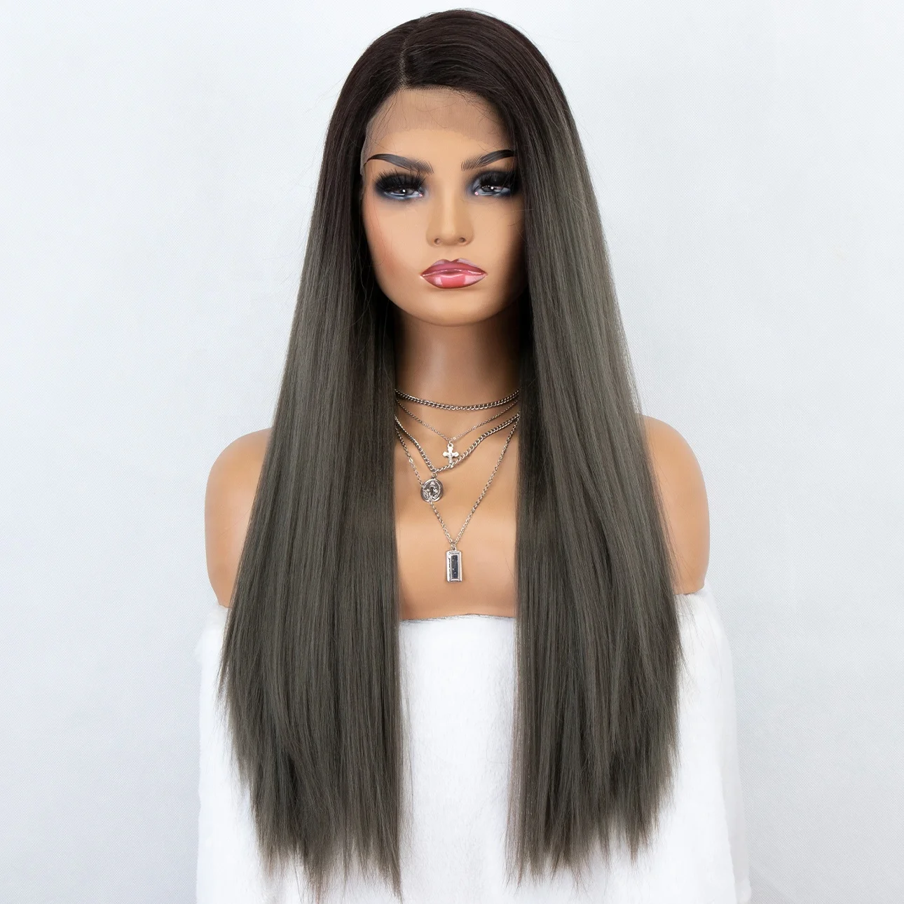 Aliblisswig Dark Root Ombre Dark Grey Lace Front Wigs Long Straight Colorful Heat Resistant Fiber Natural Synthetic Hair Wigs, Transparent wig
Aliblisswig Dark Root Ombre Dark Grey Lace Front Wigs Long Straight Colorful Heat Resistant Fiber Natural Synthetic Hair Wigs, Transparent wig