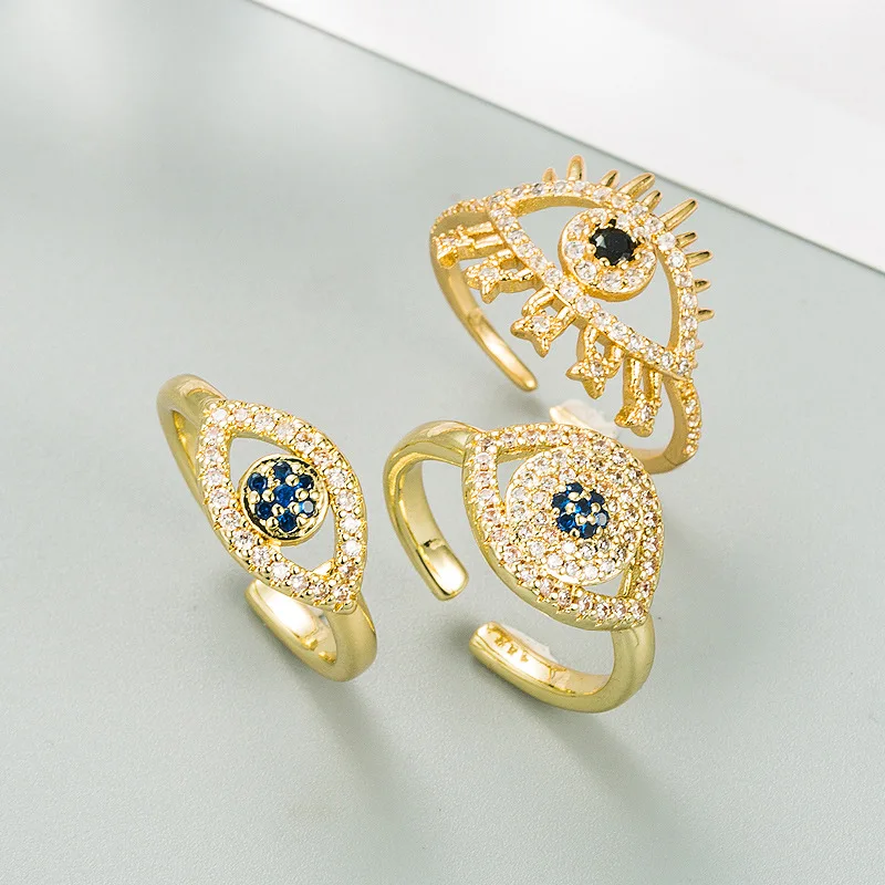 European Gold Plating Eye Shape Cubic Zirconia Rings Open Shiny Diamond Evil Eyes Rings For Women Men
European Gold Plating Eye Shape Cubic Zirconia Rings Open Shiny Diamond Evil Eyes Rings For Women Men