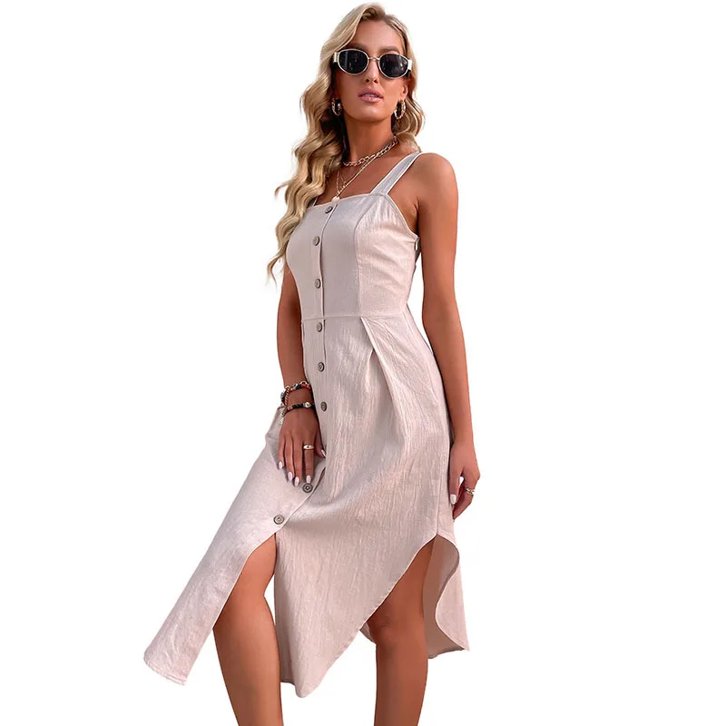 New women's summer casual fashion solid color suspender bohemian dress irregular cotton linen dress OEM/ODM custom wholesale, Customized color
New women's summer casual fashion solid color suspender bohemian dress irregular cotton linen dress OEM/ODM custom wholesale, Customized color