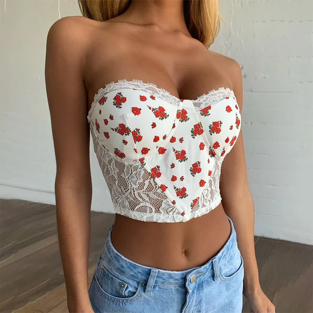 Women New 2020 Fashion white Floral Sexy Lace bustier women casual tops blouses, As picture show
Women New 2020 Fashion white Floral Sexy Lace bustier women casual tops blouses, As picture show