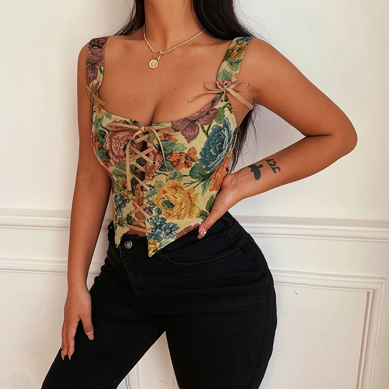 Fast shipping unique 2022 printed crop tops women sexy backless tank tops square collar bandage basic corset crop top for women
Fast shipping unique 2022 printed crop tops women sexy backless tank tops square collar bandage basic corset crop top for women