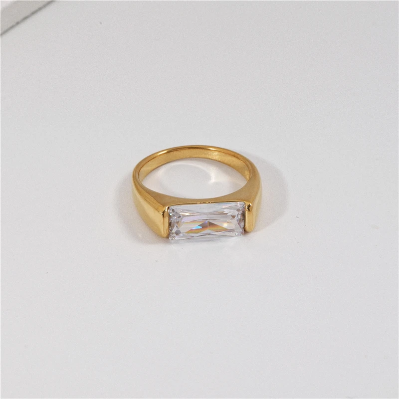 Tarnish Free PVD Gold Plated Clear Diamond Stone Stainless Steel Rings Trendy Jewelry Wholesale
Tarnish Free PVD Gold Plated Clear Diamond Stone Stainless Steel Rings Trendy Jewelry Wholesale