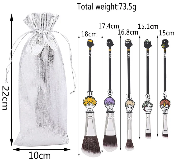 5pcs/set Makeup Brush Set Japanese Comics Anime Makeup Brush esponjas de maquilla Anime Cosplay Cosmetic Tool Beauty Brushes, Black handle
5pcs/set Makeup Brush Set Japanese Comics Anime Makeup Brush esponjas de maquilla Anime Cosplay Cosmetic Tool Beauty Brushes, Black handle