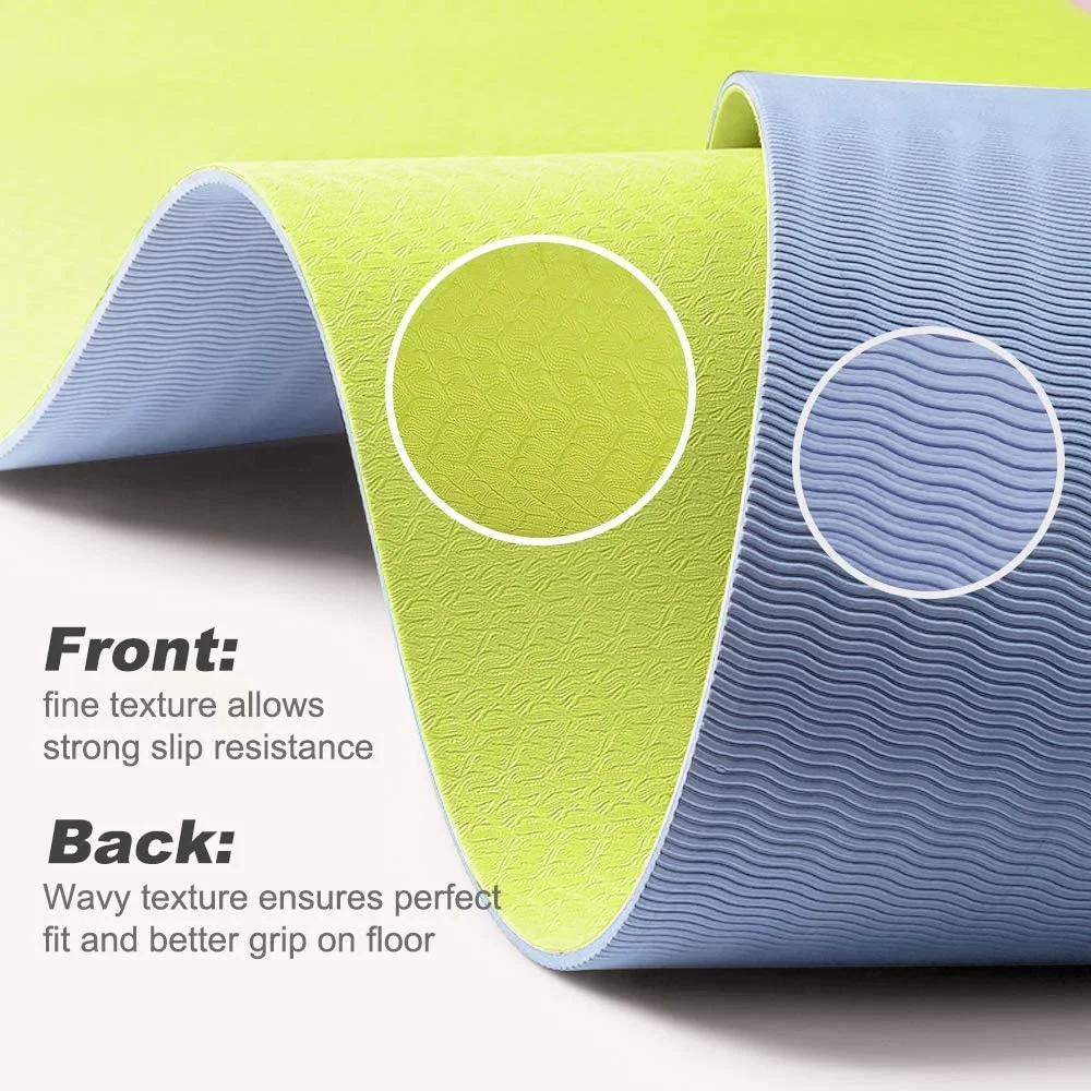 लाइट पर्पल कस्टम नॉन स्लिप पिलेट्स इको फ्रेंडली टीपीई योगा मैट फोल्डेबल विथ ट्रैवल बैग 6