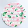 Square Disposable Flamigo Paper Plates Eco Friendly Paper Plate for flamingo party supplies