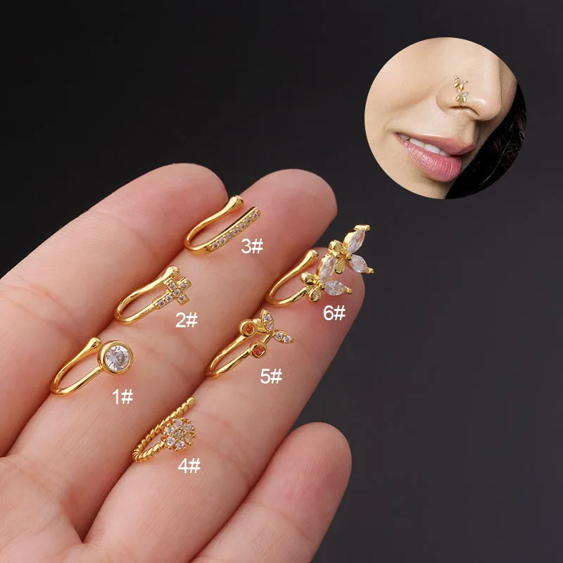 Wholesale Nose cuffs clip on nose hoop CZ non piercing body jewelry for woman man Silver Gold Plated Cartilage Tragus Jewelry
Wholesale Nose cuffs clip on nose hoop CZ non piercing body jewelry for woman man Silver Gold Plated Cartilage Tragus Jewelry