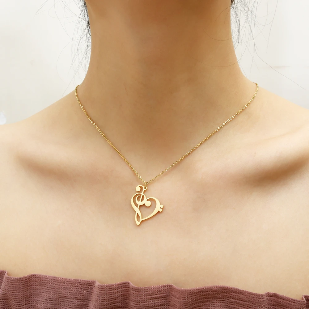 Stainless Steel Heart Shaped Music Love Bass Clef Treble Clef Piano Note Necklaces For A Musician Choir Gift
Stainless Steel Heart Shaped Music Love Bass Clef Treble Clef Piano Note Necklaces For A Musician Choir Gift