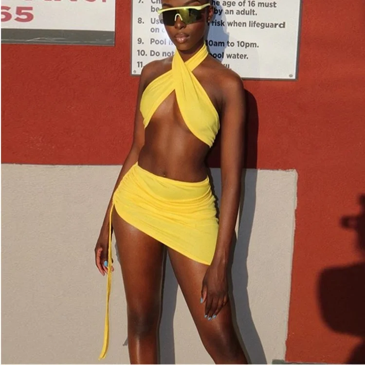 2021 Women Sexy Deep V Neck Bodycon Strapless Sleeveless Backless Crop Top Package Hip Summer Mini Skirt Two Piece Set
2021 Women Sexy Deep V Neck Bodycon Strapless Sleeveless Backless Crop Top Package Hip Summer Mini Skirt Two Piece Set