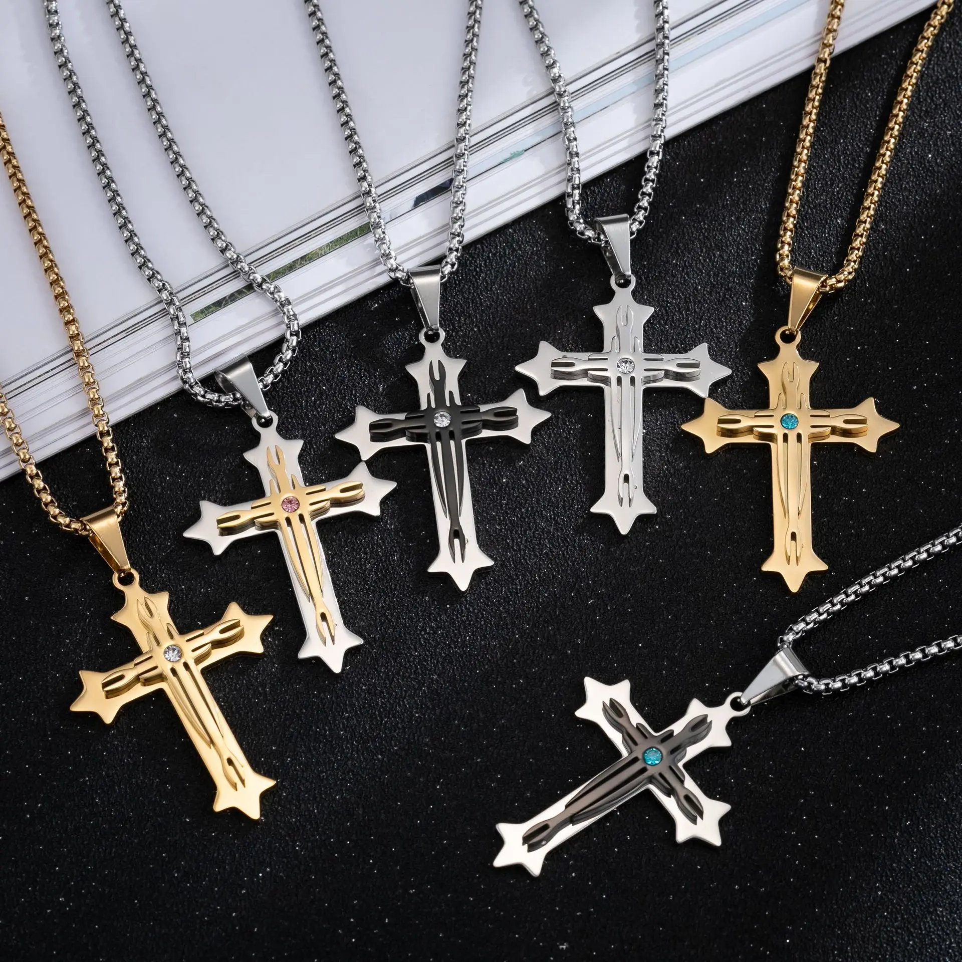 Stainless Steel Necklaces Gold Plated Jewelry Cross Blessed Pendant Necklace For Men, Picture shows
Stainless Steel Necklaces Gold Plated Jewelry Cross Blessed Pendant Necklace For Men, Picture shows