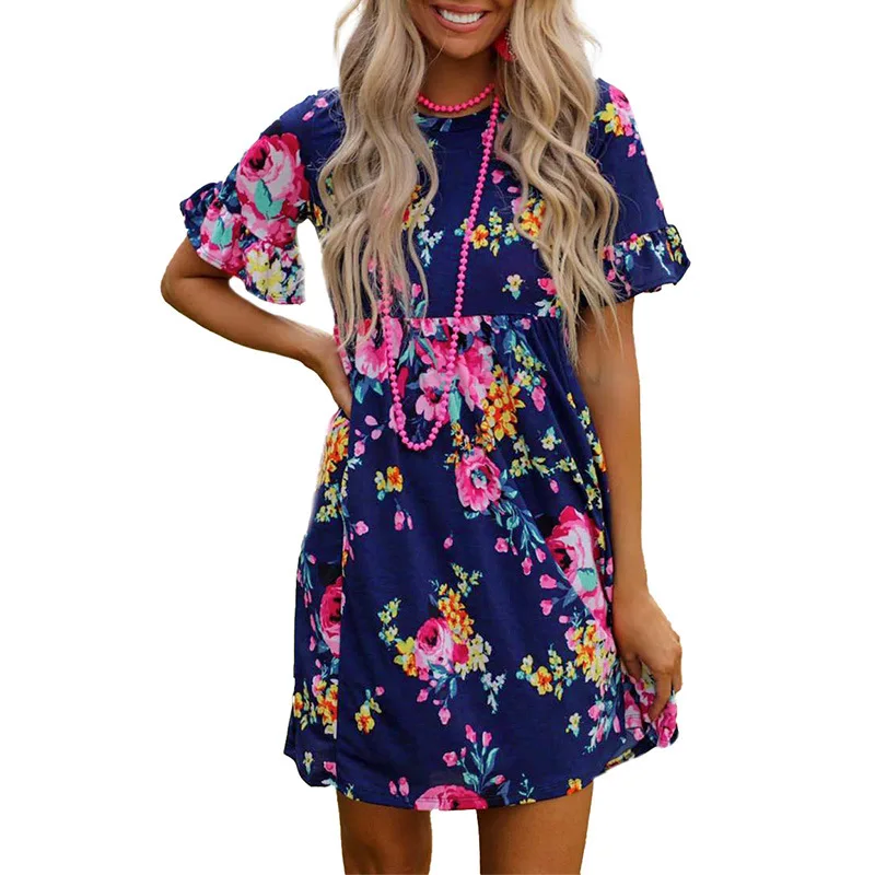 Fashionalbe printed floral dresses for women short sleeve clothes women dresses summer
Fashionalbe printed floral dresses for women short sleeve clothes women dresses summer