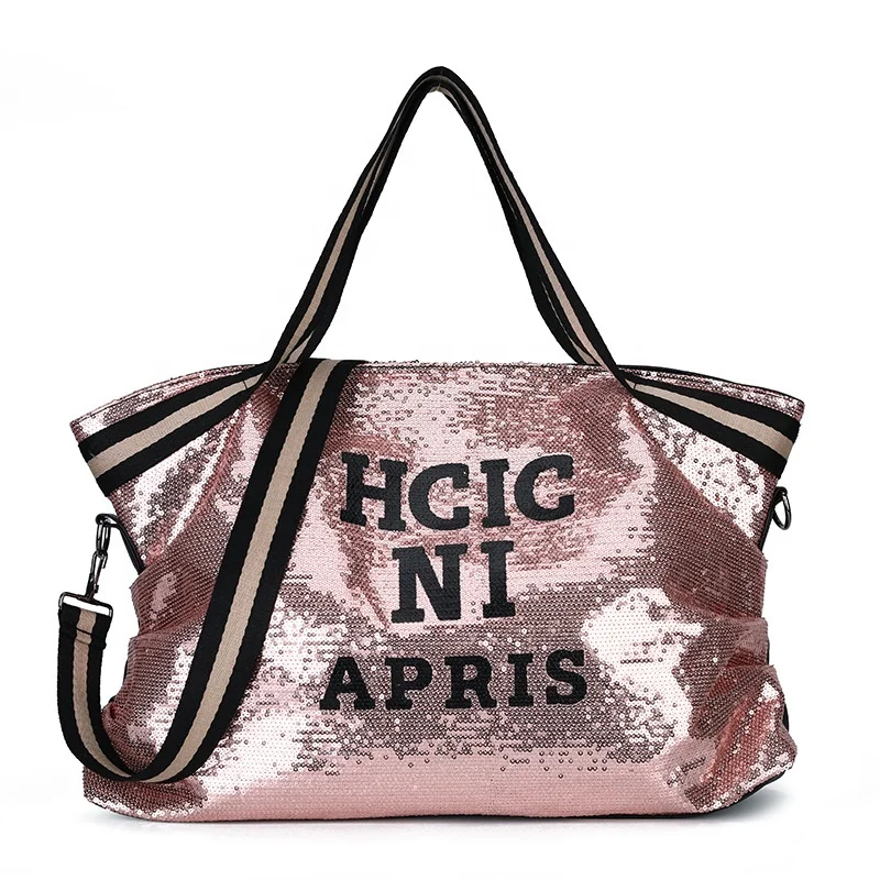 Stylish Simple Large Capacity Female Crossbody Shopping Bag Weekender Carrying Fitness Yoga Bag Travel Handbag Sequined Tote Bag, Black, green, pink, silver 
Stylish Simple Large Capacity Female Crossbody Shopping Bag Weekender Carrying Fitness Yoga Bag Travel Handbag Sequined Tote Bag, Black, green, pink, silver