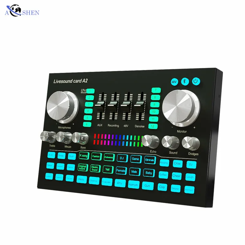 Aoshen professional sound card with 48V phantom power For Live Recording broadcasting musical instrument
Aoshen professional sound card with 48V phantom power For Live Recording broadcasting musical instrument