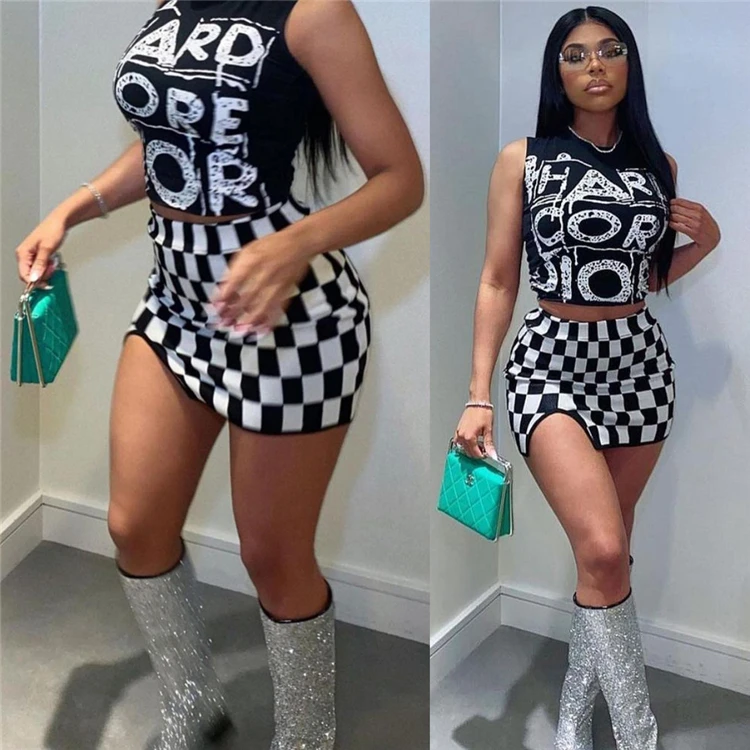 2022 Ladies Casual Outfits Street Wear Plaid Print Vest Summer Women Two Piece Skirts Set
2022 Ladies Casual Outfits Street Wear Plaid Print Vest Summer Women Two Piece Skirts Set