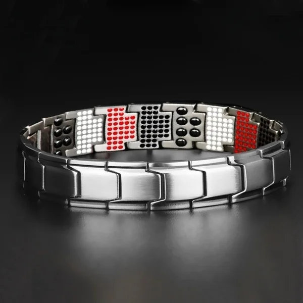 

36L Stainless Steel Magnetic Therapy Bracelet Men Energy Germanium Magnet Bio Health Magnetic Bracelet Removable, As the pictures