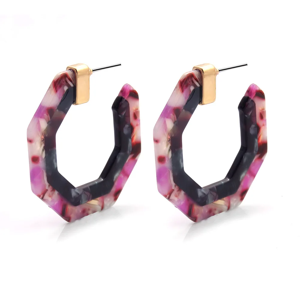 Popular multicolor stitching irregular acetate board personalized women's Resin Earrings
Popular multicolor stitching irregular acetate board personalized women's Resin Earrings