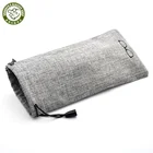 Wholesale Promotional fashion canvas reading glasses cloth bag cotton Microfiber Soft drawstring sunglasses linen pouch