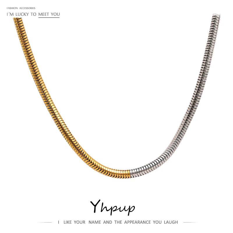 

JINYOU 678 Minimalist Metal Mix Chain Necklace High Quality 18K Gold Plated Necklace 316L Stainless Steel Jewelry