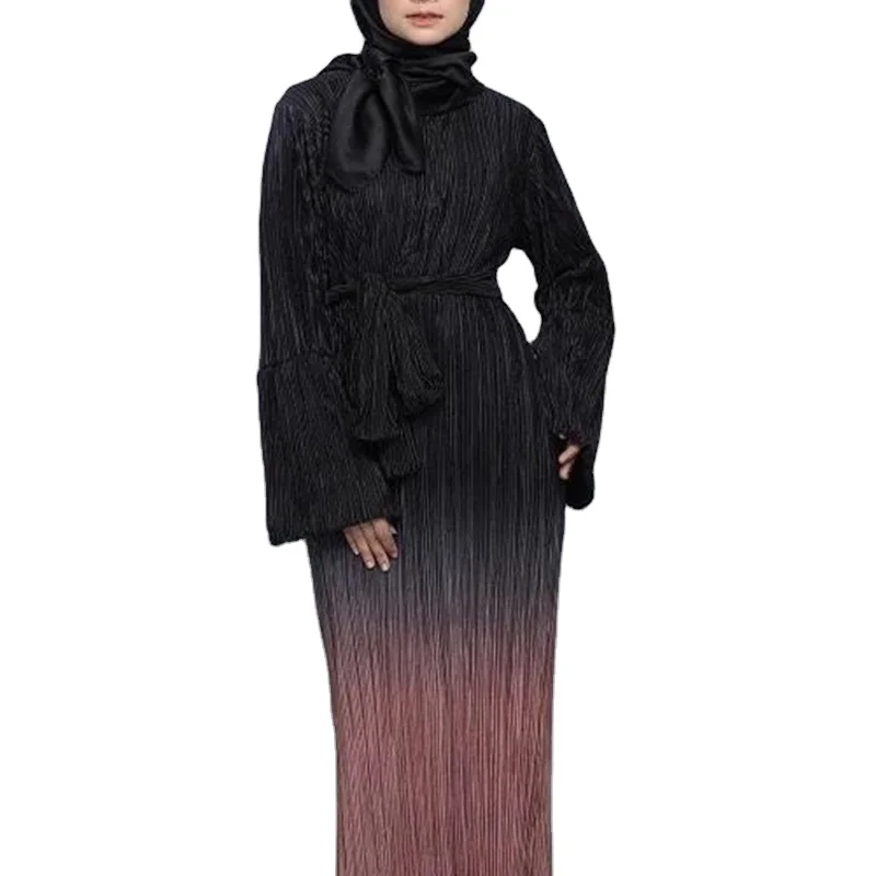 OEM Design Dubai Fashion Women Eye Catching Muslim Dress Gradient Color Pleated Wide Sleeve Abaya
OEM Design Dubai Fashion Women Eye Catching Muslim Dress Gradient Color Pleated Wide Sleeve Abaya