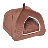 Wholesale Cozy cute pet bed cave brown folding cat dog bed house