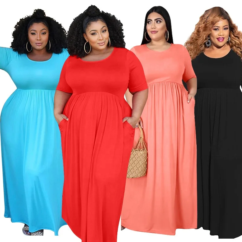 Plus Size XL-5XL Amazon Hot-Sale Women Clothing Dresses Solid Color Stretch Waist Floor Length Dress Women Summer Casual Elegant, Black/red/blue/orange
Plus Size XL-5XL Amazon Hot-Sale Women Clothing Dresses Solid Color Stretch Waist Floor Length Dress Women Summer Casual Elegant, Black/red/blue/orange