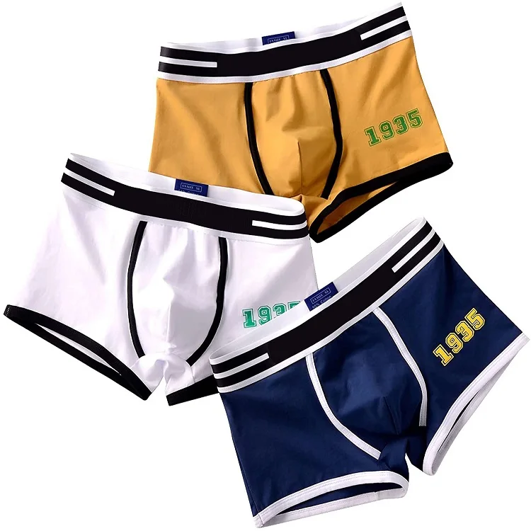 

Wholesale Customized Logo Letter Cotton Breathable Comfortable Mid-Rise Underwear Men Boxer Briefs, Available in multiple colors