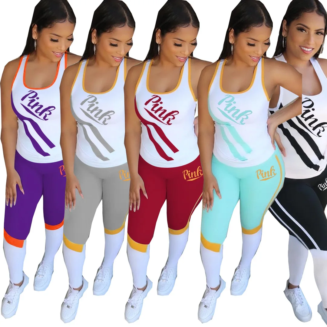 wholesale women sleeveless sports vest outfit leisure letters print pant 2 piece sets
wholesale women sleeveless sports vest outfit leisure letters print pant 2 piece sets