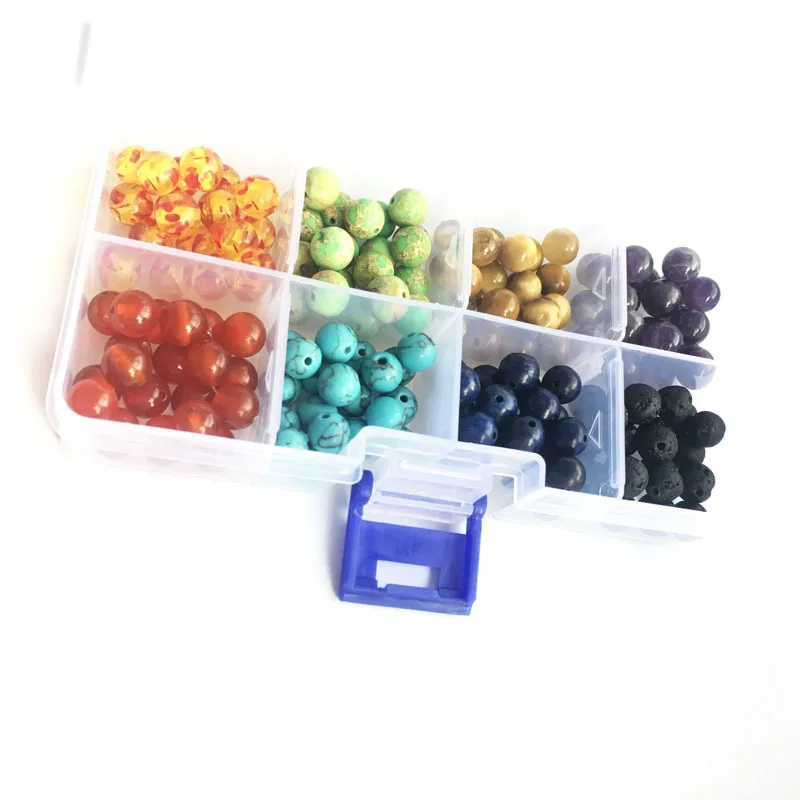 160PCS/box Energy Colorful Healing Natural Stone Lava beads 7Chakra Volcanic Stones Sets For Jewelry Making
160PCS/box Energy Colorful Healing Natural Stone Lava beads 7Chakra Volcanic Stones Sets For Jewelry Making