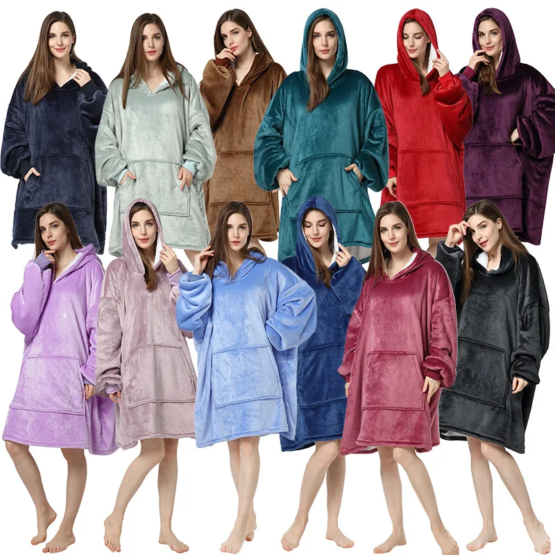 Autumn Winter Warm Pure Color Lazy Clothes Hooded Slip Pocket Thick Home Suit Ladies' Pajamas, Picture color
Autumn Winter Warm Pure Color Lazy Clothes Hooded Slip Pocket Thick Home Suit Ladies' Pajamas, Picture color