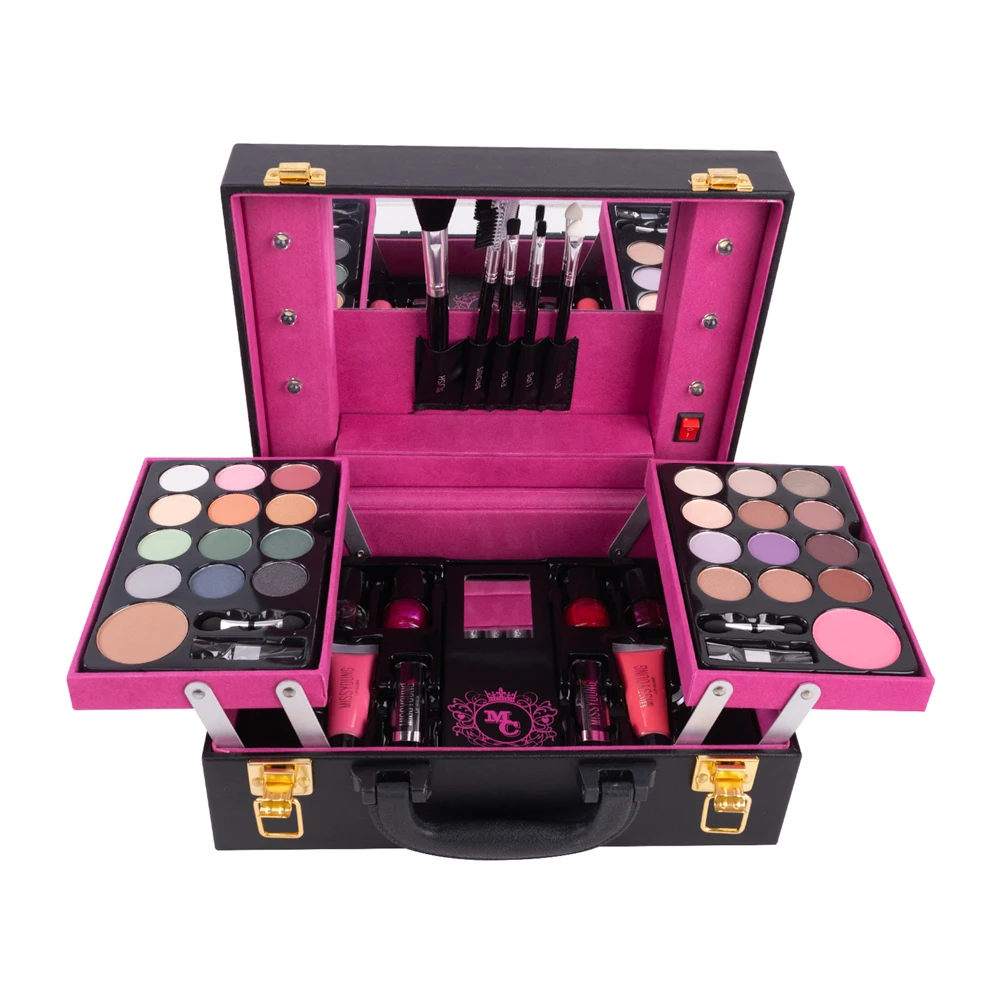 

Multifunction Eyeshadow Palette Makeup Brush Set Women Matte Lipstick Mascara Blush Cosmetic Gift Kit Makeup Box with Light