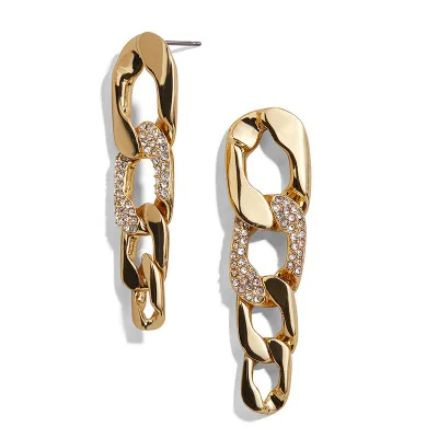 INS Street Style 24K Gold Plated Chunky Chain Drop Earrings Long Shiny Crystal Link Chain Earrings for Girls
INS Street Style 24K Gold Plated Chunky Chain Drop Earrings Long Shiny Crystal Link Chain Earrings for Girls