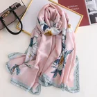 Wholesale 2020 new design satin shiny hijab scarves cheap large flower blank printed woman silk scarf