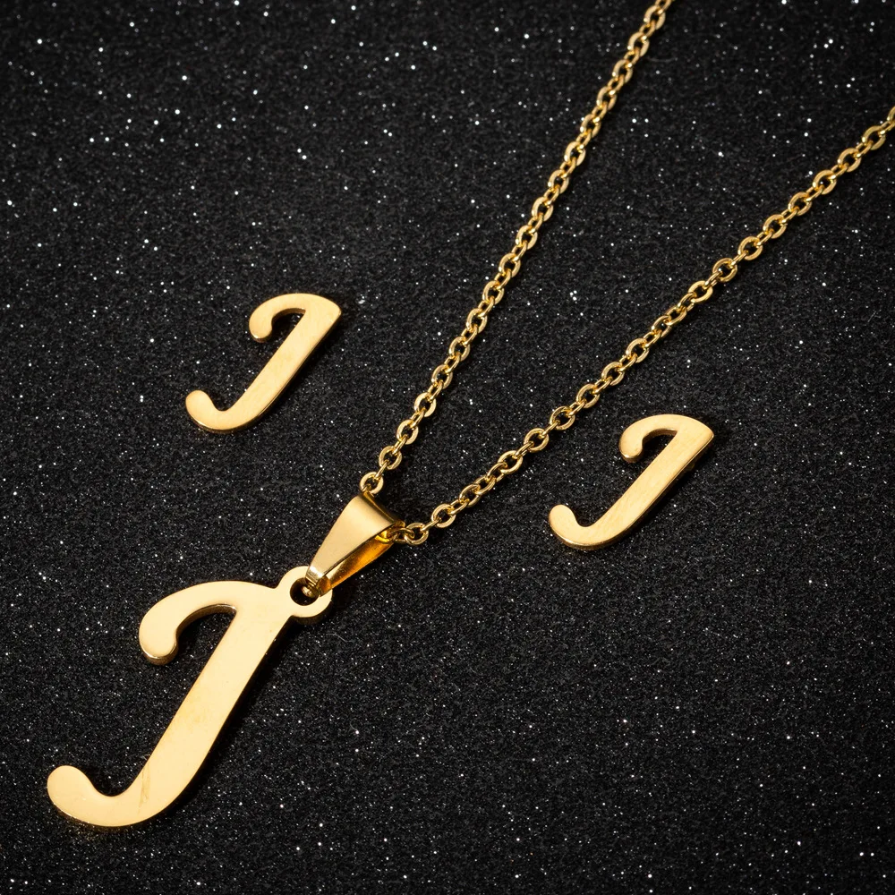 2019 Stylish Hot Sale Jewelry set Stainless steel 26 Letter Simple gold silver color Necklace Earring Set, Colors
2019 Stylish Hot Sale Jewelry set Stainless steel 26 Letter Simple gold silver color Necklace Earring Set, Colors