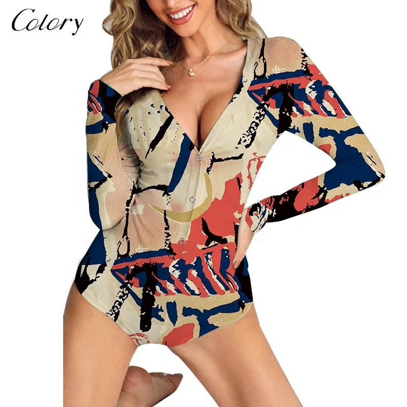 Allover Print Retro Style Patterns Sexy Custom Women V-neck Onesie Pajamas, Customized color
Allover Print Retro Style Patterns Sexy Custom Women V-neck Onesie Pajamas, Customized color