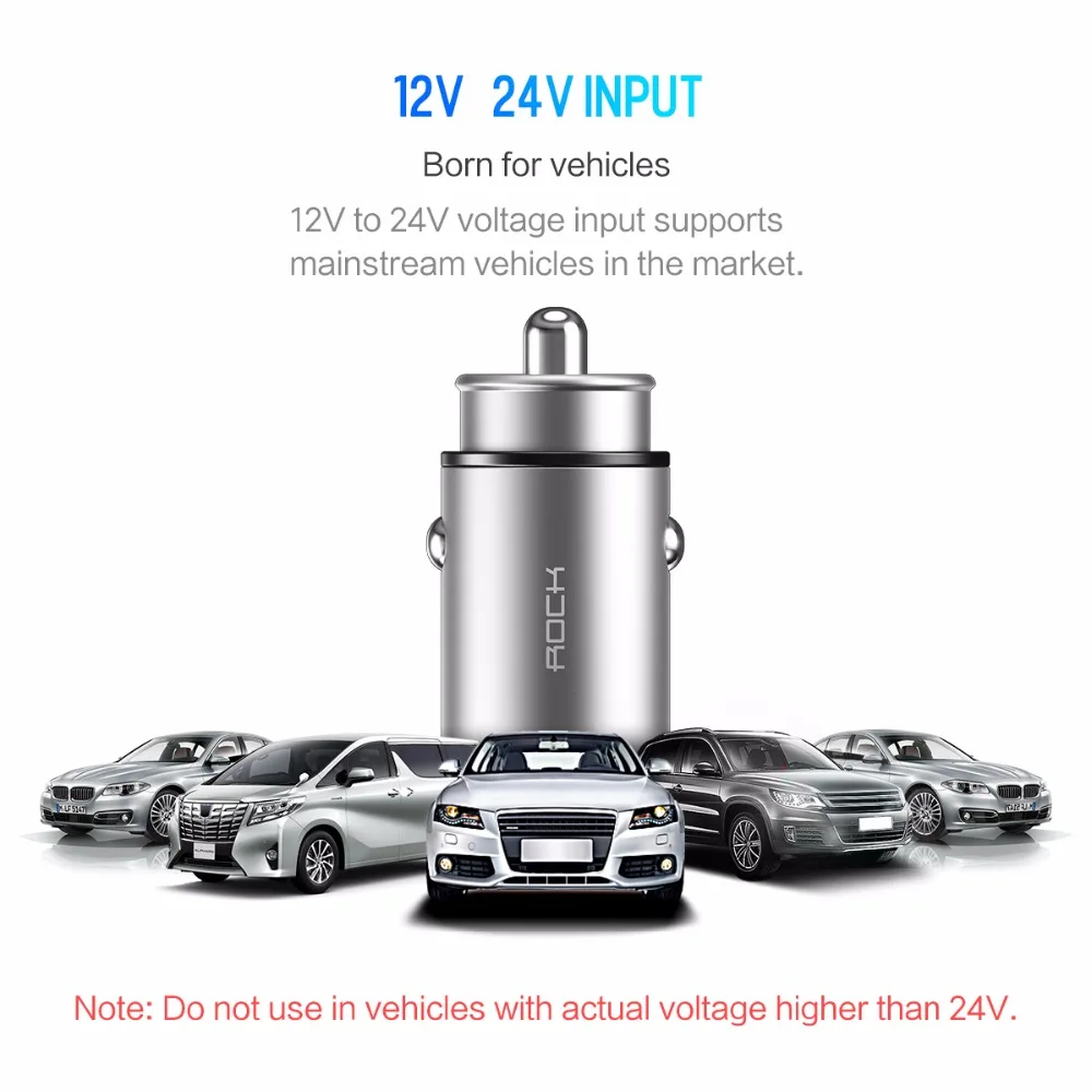 ROCHE 5 V 4.8A En Métal mini Chargeur De Voiture Double USB pour iPhone Samsung Téléphone Portable Rapide De Téléphone De Voiture De Voyage USB chargeur - ANKUX Tech Co., Ltd