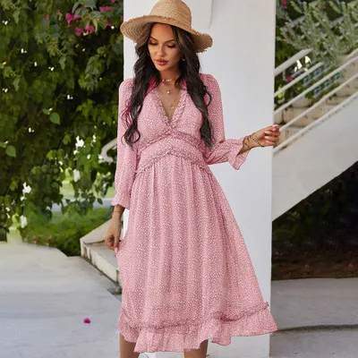 2121 Summer New Women Floral Printed V Neck Ruffle Modern Mini Boho Summer Sleeveless Long Dress, As picture
2121 Summer New Women Floral Printed V Neck Ruffle Modern Mini Boho Summer Sleeveless Long Dress, As picture