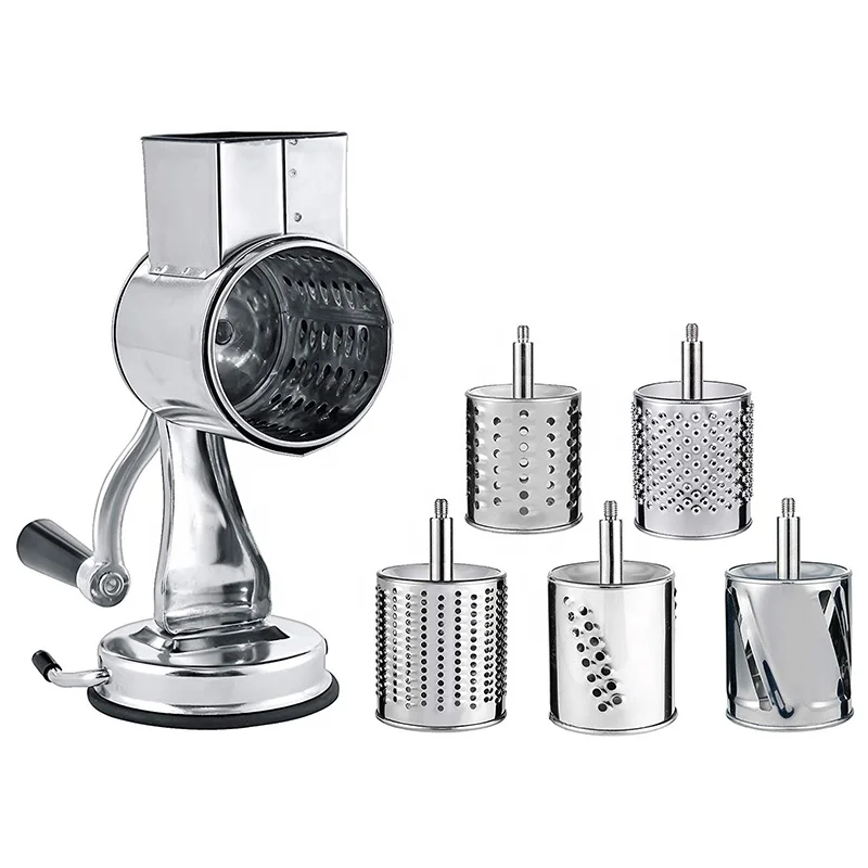 5 in One Multi Functional Grater with 5 Drum Blades Rotary Nut Grinder Vegetable Chopper & Cheese Grater, Stainless steel color
5 in One Multi Functional Grater with 5 Drum Blades Rotary Nut Grinder Vegetable Chopper & Cheese Grater, Stainless steel color