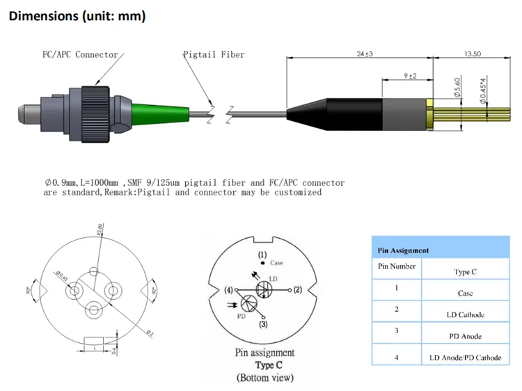 Dfb Ld Module Nm Laser Diode Module Coaxial Pigtail Laser Diode