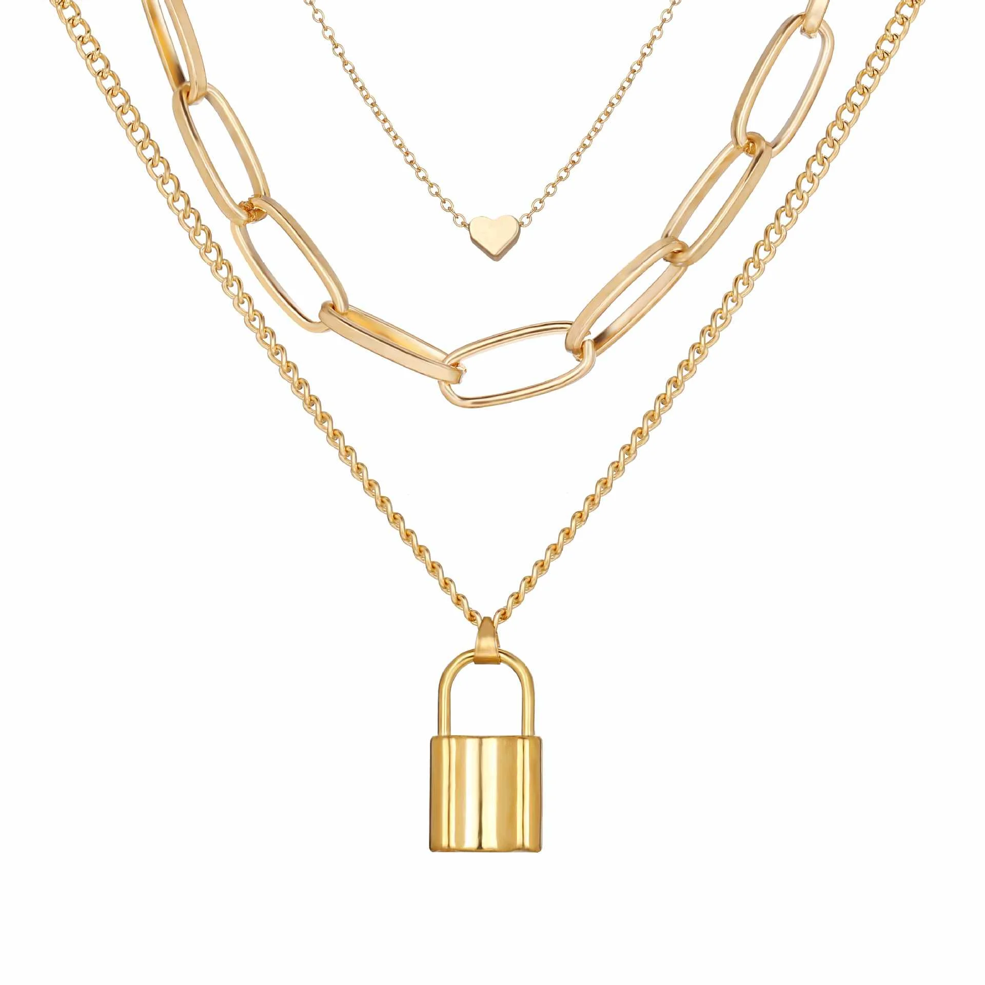 2020 Multi Layer Lock Heart Chunky Choker Necklace for Women Mix Chain Necklaces Statement Gold Plated Jewelry
2020 Multi Layer Lock Heart Chunky Choker Necklace for Women Mix Chain Necklaces Statement Gold Plated Jewelry