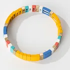 Bangle Colorful Bracelet with Elastic String Tile Enamel Bracelet for Women