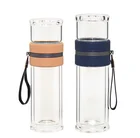 Bpa Free Leakproof Double Wall Borosilicate Glass Insulated Coffee Tea Separated Glass Water Bottle With Tea Strainer