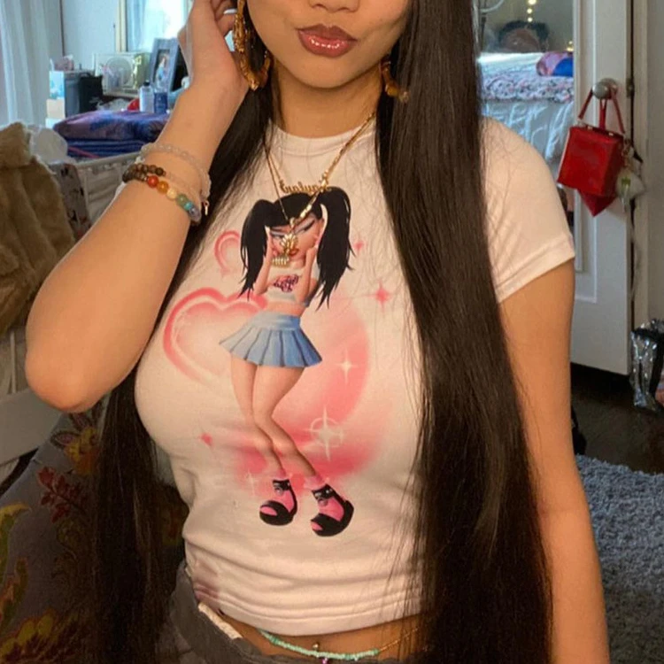 Stylish Casual Tight Crop Top Women Short Sleeve Ladies T Shirt Summer Printing Tee-Shirts -PT, White
Stylish Casual Tight Crop Top Women Short Sleeve Ladies T Shirt Summer Printing Tee-Shirts -PT, White