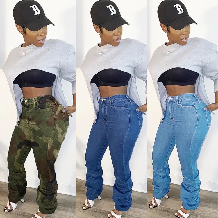 Hot selling autumn classic pleated denim big leg trousers high waist stacked jeans for women
Hot selling autumn classic pleated denim big leg trousers high waist stacked jeans for women