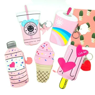 Korea style cute ice cream and drink shape mini card bag PU leather coin purse wallet kids purses with keychain
Korea style cute ice cream and drink shape mini card bag PU leather coin purse wallet kids purses with keychain