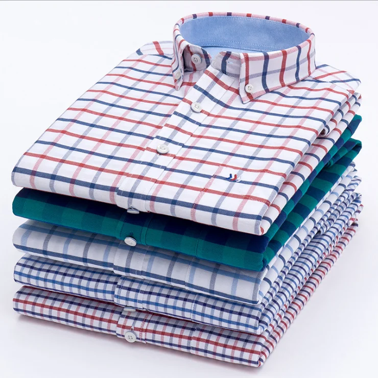Hot Sale 100% Cotton Plaid Long Sleeve Men Casual Oxford Shirt, As picture 
Hot Sale 100% Cotton Plaid Long Sleeve Men Casual Oxford Shirt, As picture